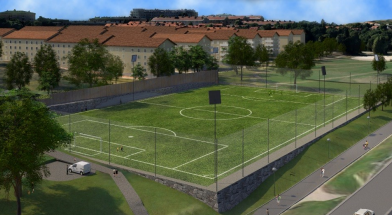 Visionsbild på den föreslagna fotbollsplanen