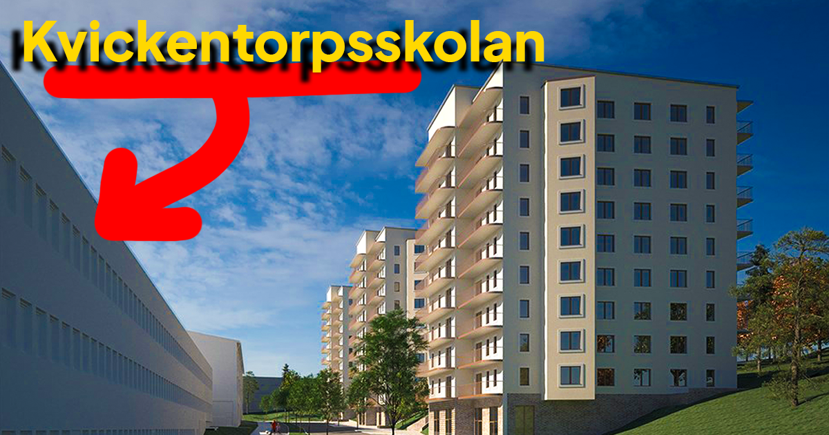 Farsta, 135 bostäder i 10-11 våningshus, skola, förskola vid Lingvägen.