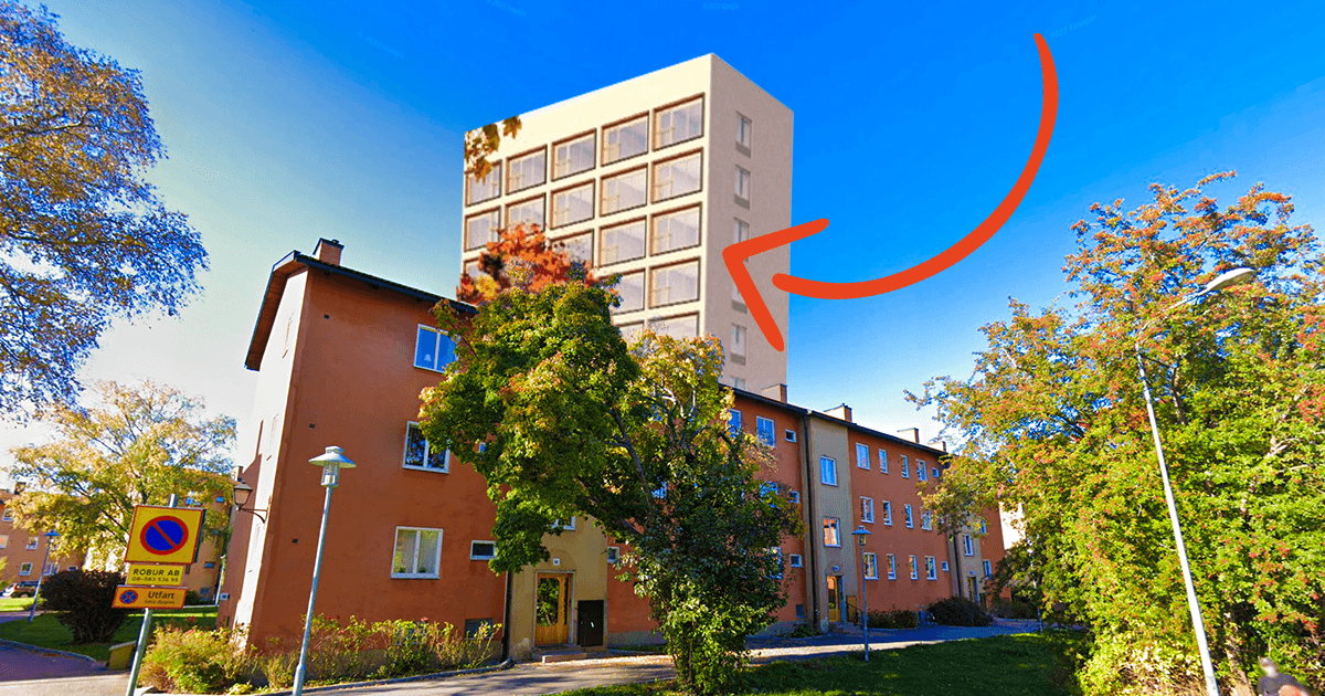 I en skogsdunge mellan en förskola och en runsten vill Stockholms stad klämma in ett studentkomplex i 9 resp. 4 våningar. Förslaget gör det möjligt att bygga uppåt 80 studentbostäder utmed Drottningholmsvägen och Riksbyvägen, i direkt närhet till Brommaplan.