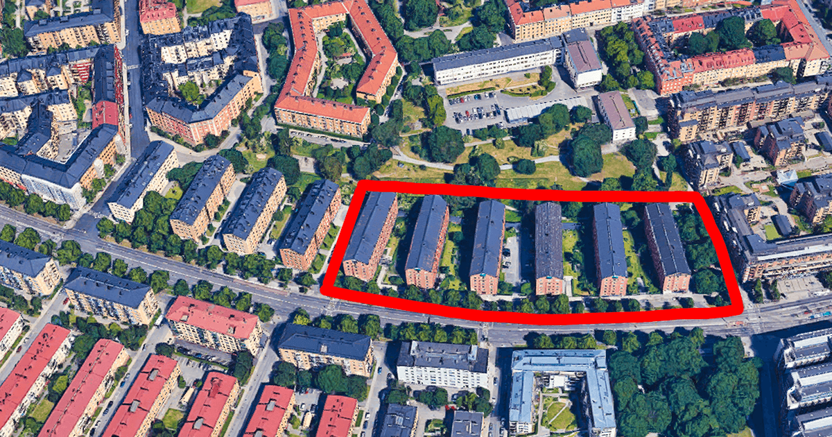 Blomsterfondens sex fastigheter med gavlarna mot Ringvägen föreslås byggas samman genom uppförande av fem trevåningshus med fasad mot Ringvägen och fem trevåningshus mot Tjurberget.